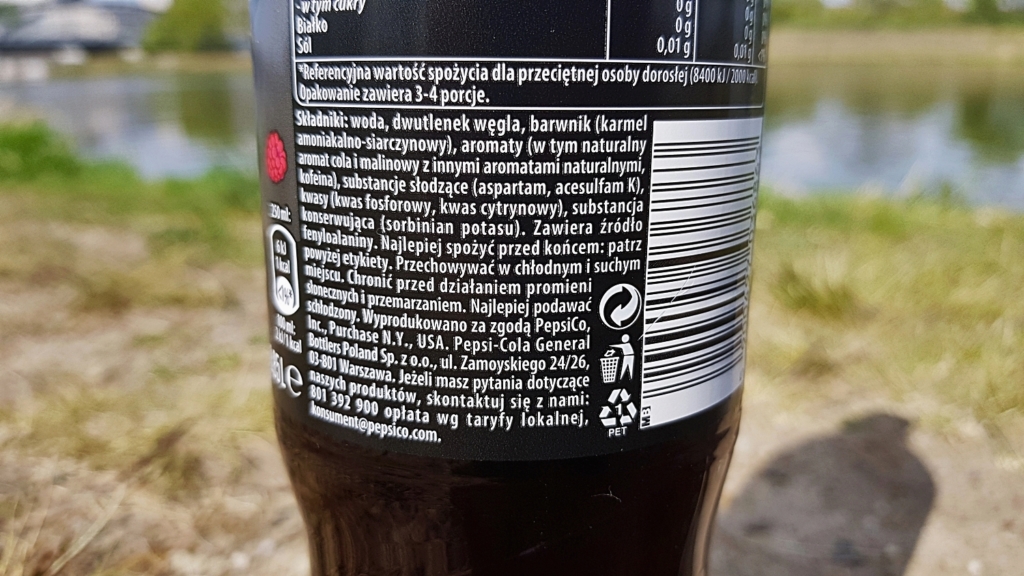 Pepsi MAX Malinowa (bez cukru) - skład produktu