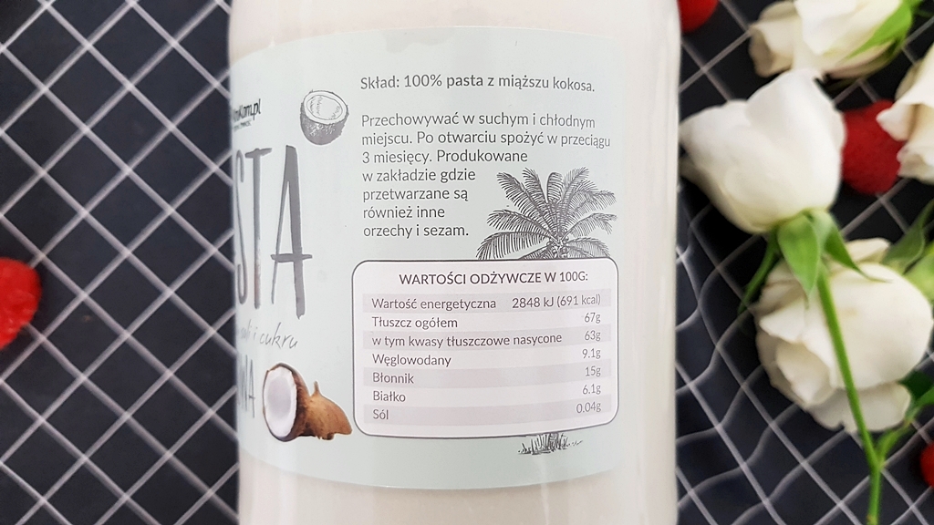 Pasta kokosowa Krukam - skład i tabela wartości odżywczych