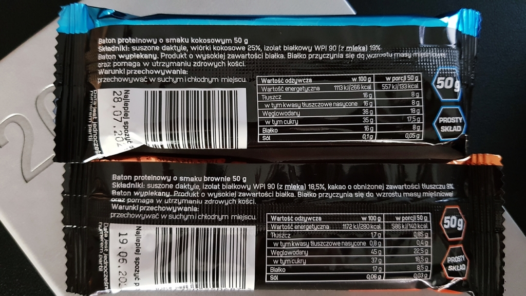 Batony proteinowe Paliwo Białkowe, NaturAvena (kokos i brownie) - skład i tabela wartości odżywczych