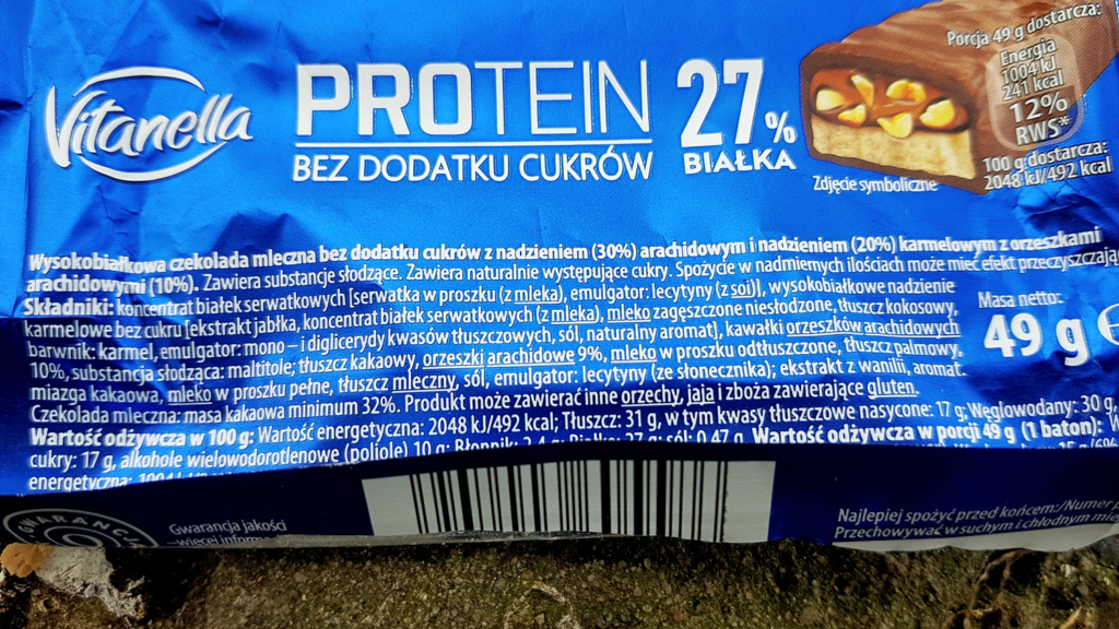 Baton PROTEIN Vitanella (27% białka) - skład produktu